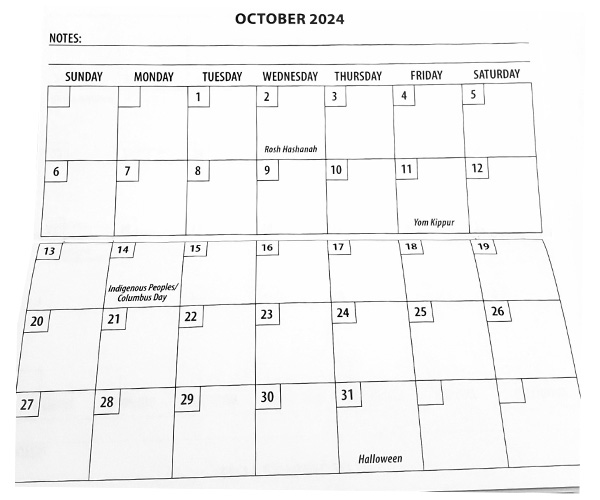 Checkbook Size Calendar 20242025